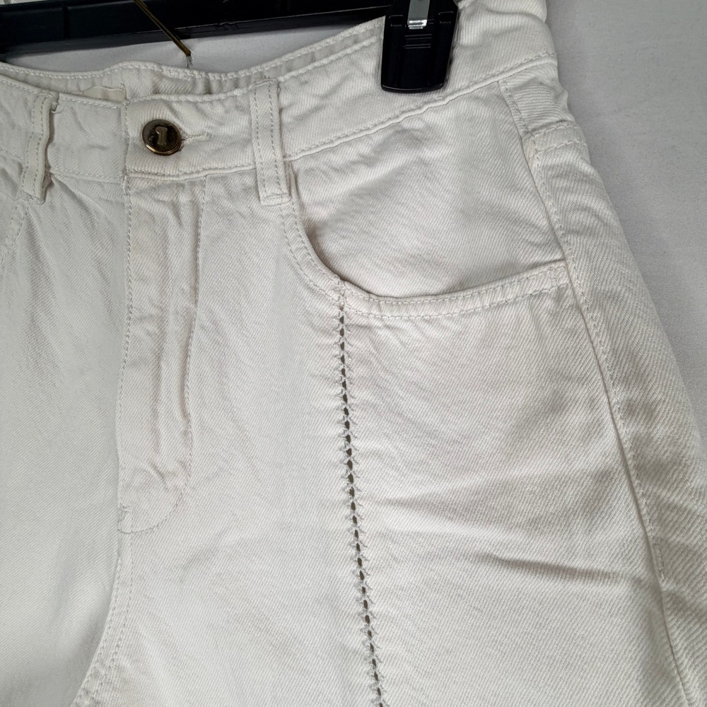 Pilcro and the Letterpress White Wide Leg Jeans High Rise Ladder Stitch Size 27 - Picture 2 of 13